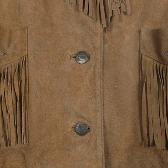 Lew Magram Western Jacket Womens XL Brown Suede Leather Embroidered Fringe Aztec - Picture 4 of 16